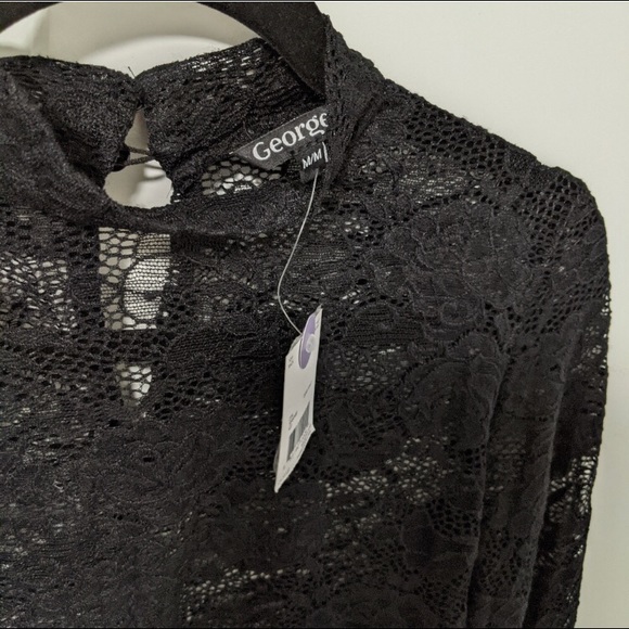 NWT George Black Lace long sleeve Shirt size Medium - Picture 2 of 8